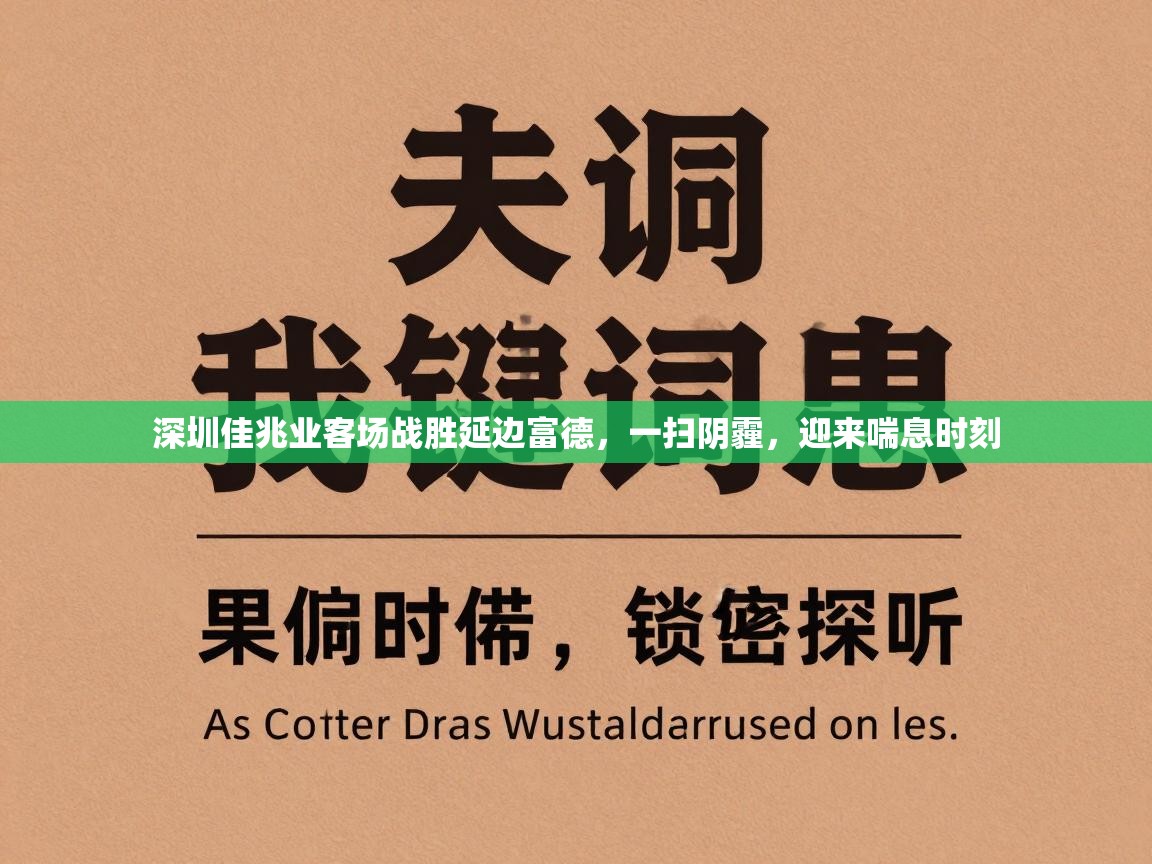深圳佳兆业客场战胜延边富德，一扫阴霾，迎来喘息时刻  第2张